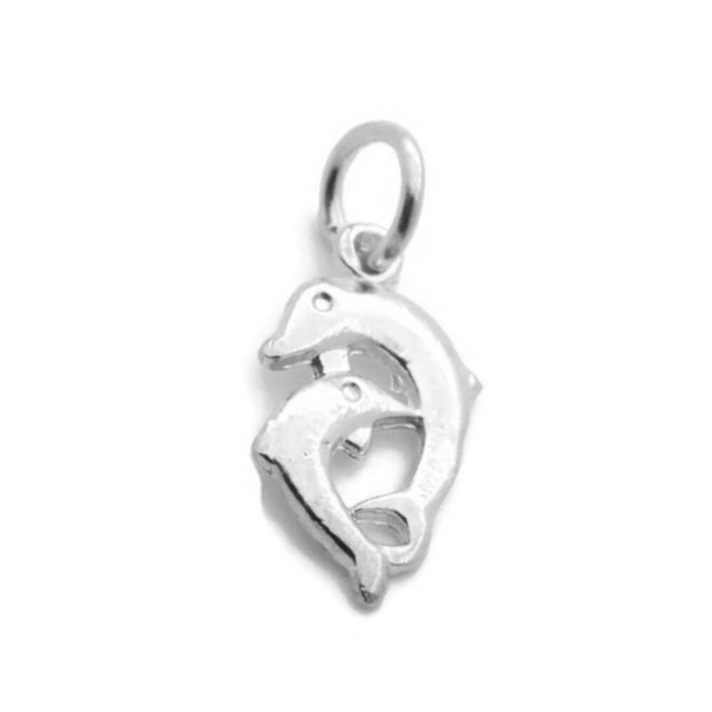 .925 Pair of Dolphins Sterling Silver Pendant Charm